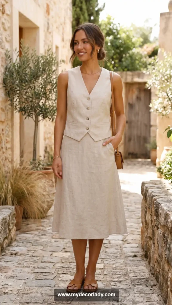 14. Linen Vest and Skirt Matching Set