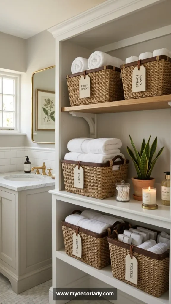 15. Guest Bathroom Labels for Hotel-Inspired Organization