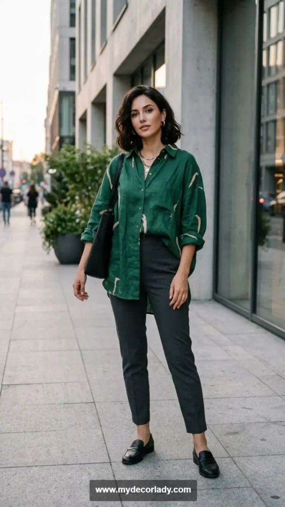 15. Oversized Shirt and Slim Bottom Matching Sets