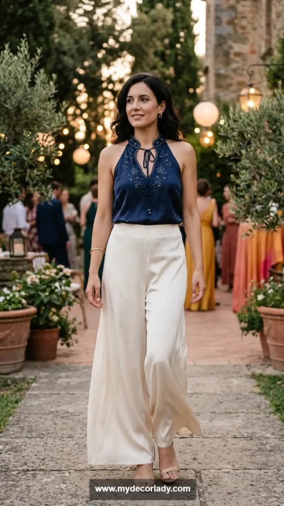 17. Halter Top and Flowing Pants Set