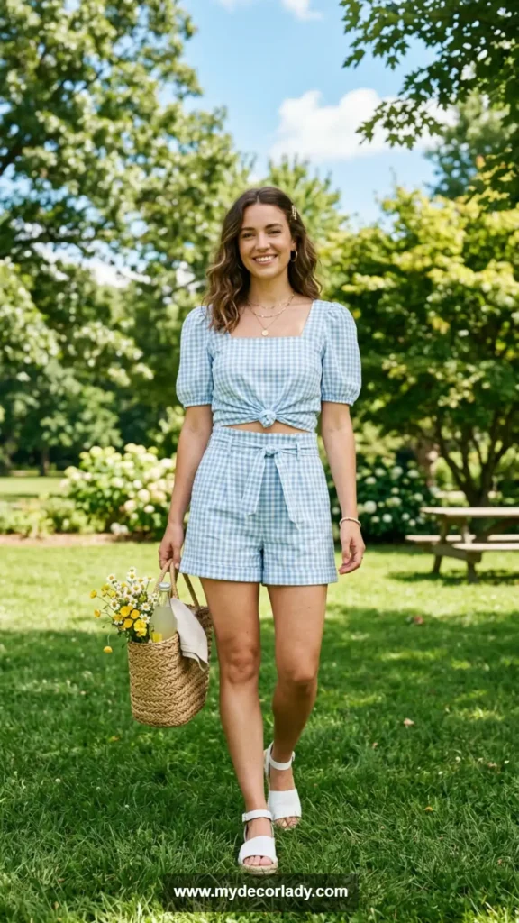 18. Gingham Print Summer Matching Set