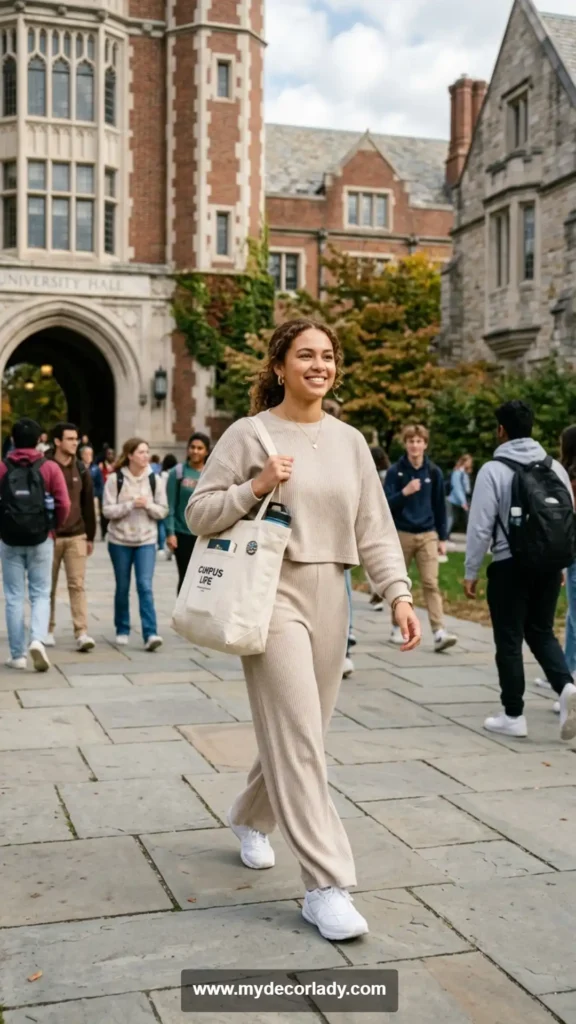 2. Cotton Co-Ord Set for Everyday College Comfort