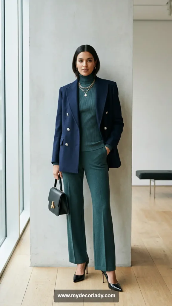 3. Add a Luxury Blazer Over Your Matching Set