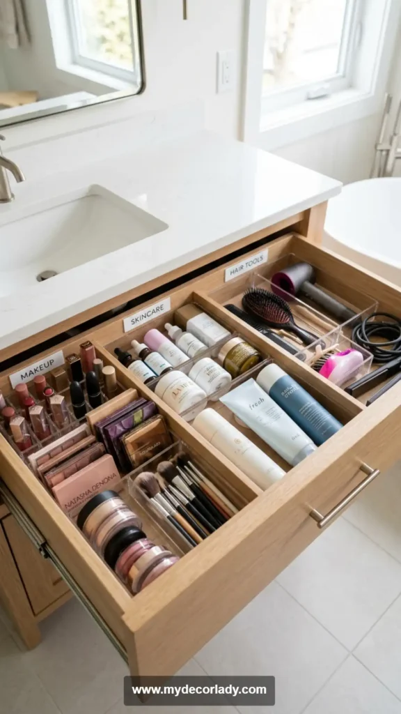 5. Drawer Labels for a Clutter-Free Vanity