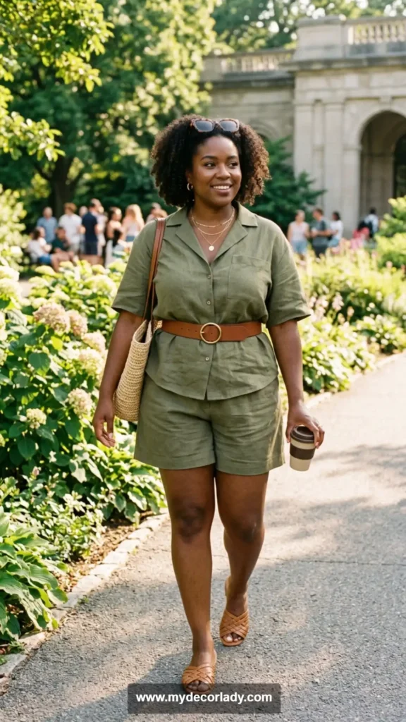 7. Belted Shirt and Shorts Matching Set