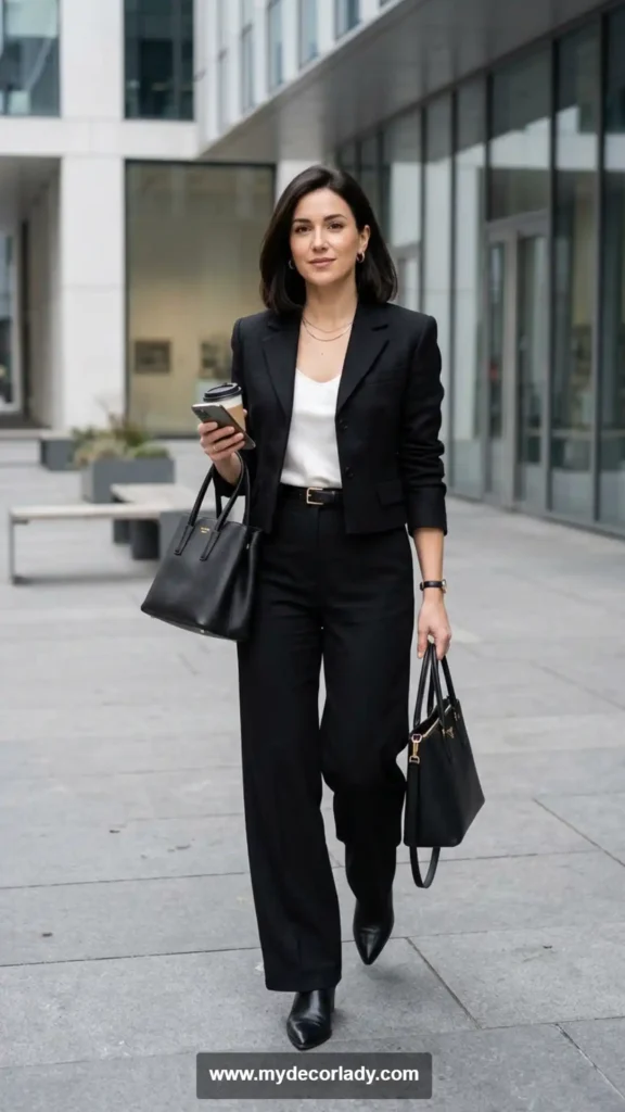 7. Cropped Blazer and High-Waisted Trouser Set