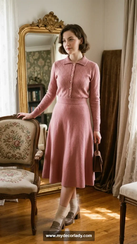 7. Fitted Cardigan and Skirt Matching Sets