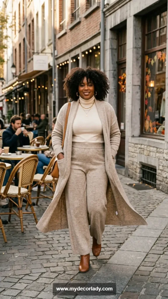 8. Long Cardigan and Matching Pants Set