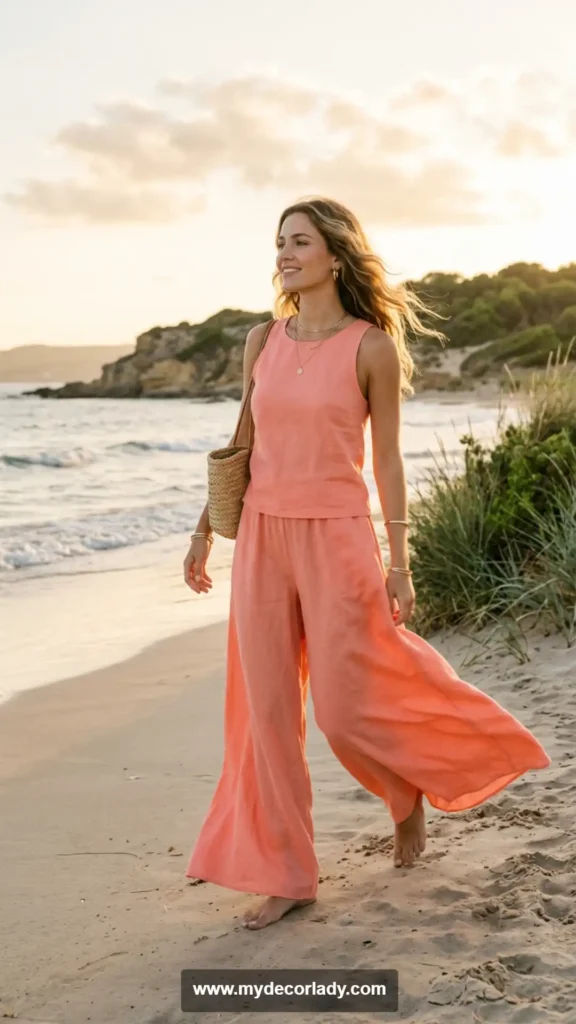 8. Matching Tank Top and Palazzo Pants Set