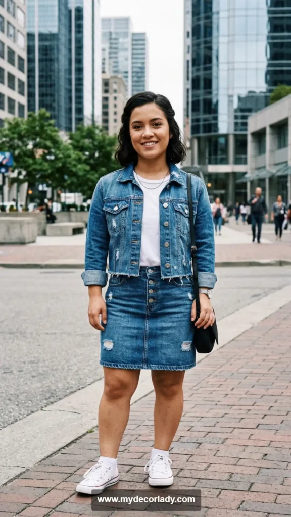 9. Matching Denim Jacket and Skirt Sets