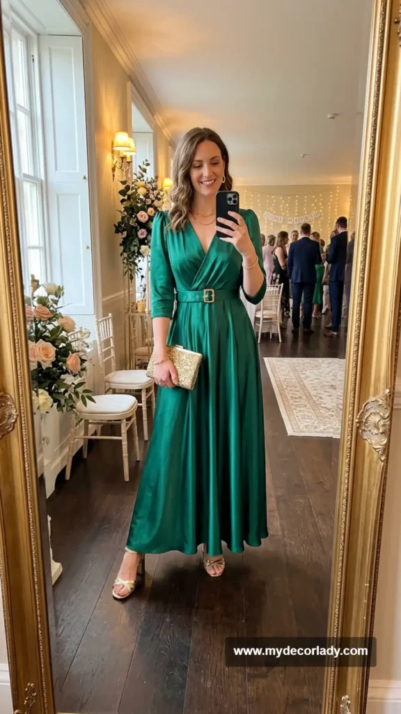 1. Belted Satin Maxi Dress With a Defined Waist