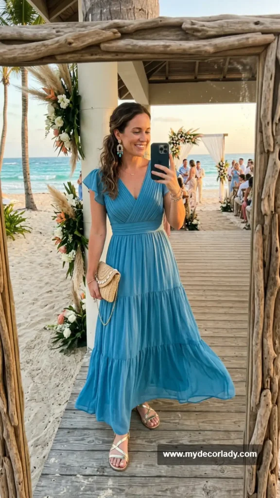 1. Breezy Chiffon Maxi Dress for a Beach Wedding