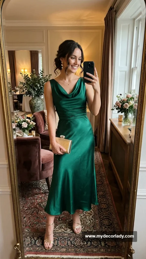 1. Satin Midi Dress for Cocktail Attire