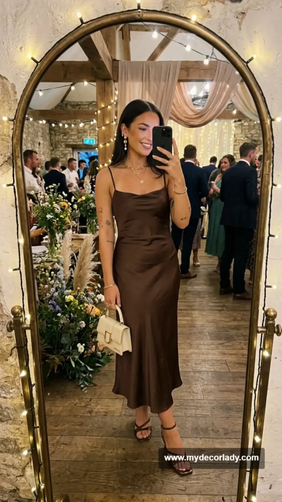 1. Satin Slip Dress With Minimal Accessories