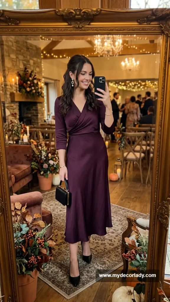 10. Plum Draped Midi Dress