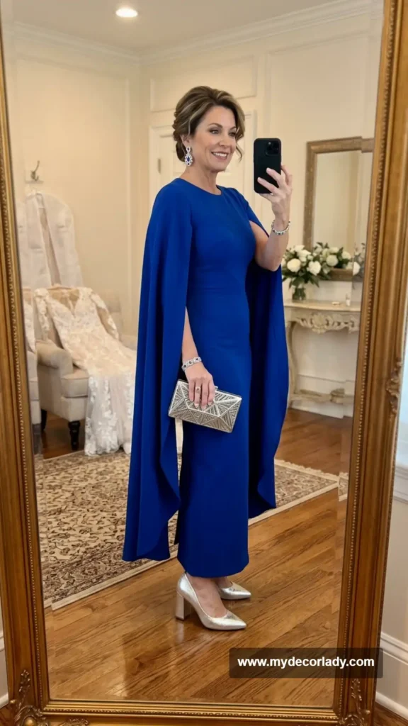 10. Royal Blue Cape Dress
