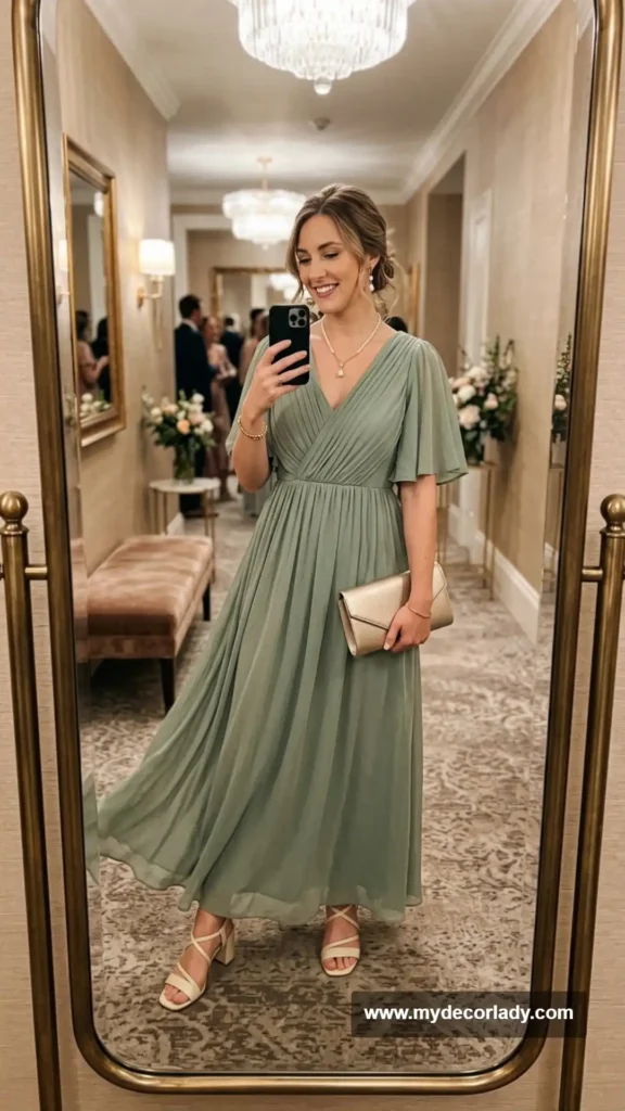 10. Sage Green Chiffon Maxi Dress