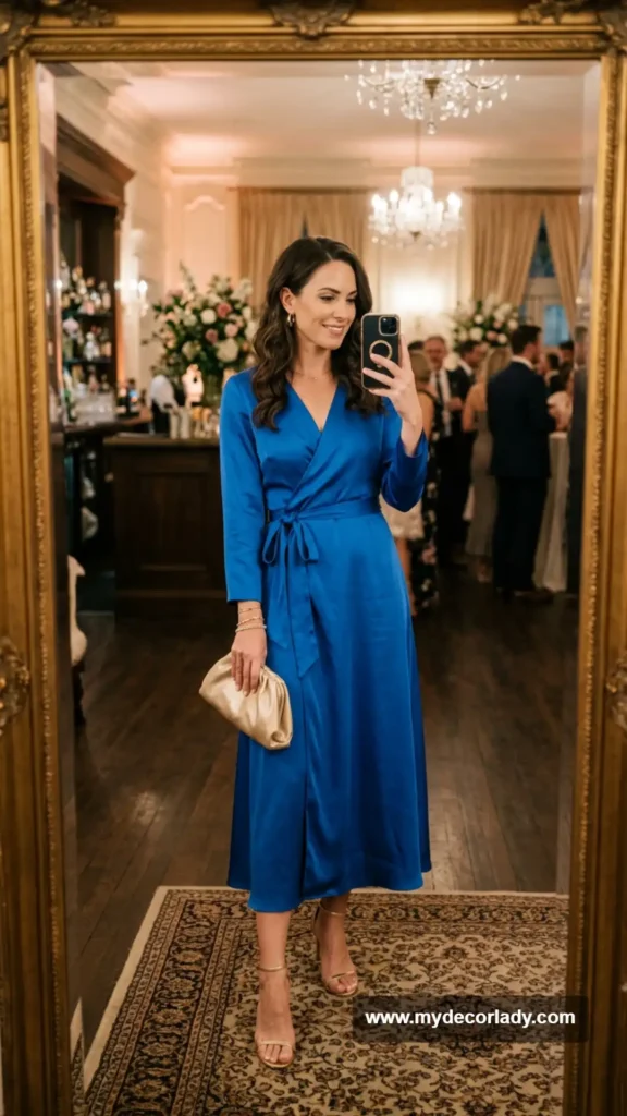 11. Wrap Dress + Layered Bracelets + Strappy Sandals