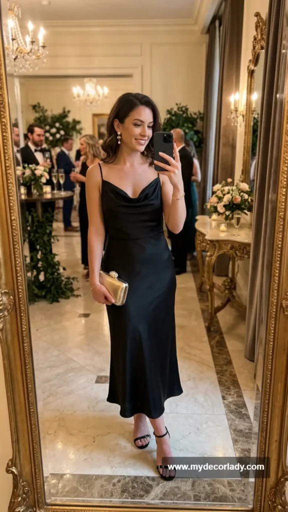12. Black Cowl-Neck Midi Dress