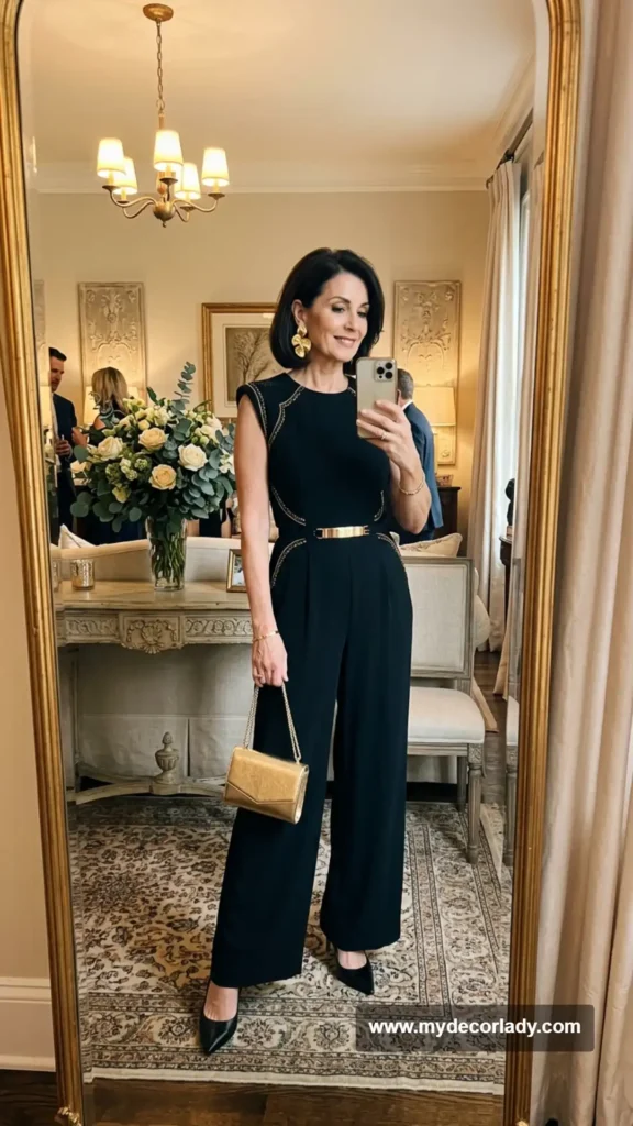 12. Black and Gold Formal Jumpsuit