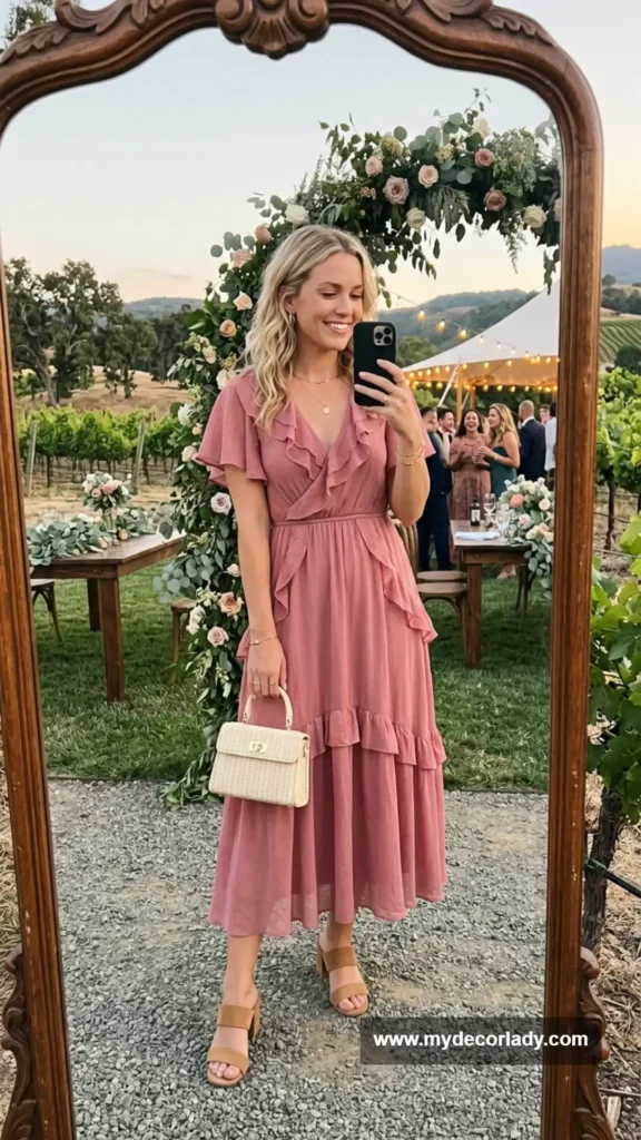 12. Romantic Ruffled Dress for a Vineyard Wedding