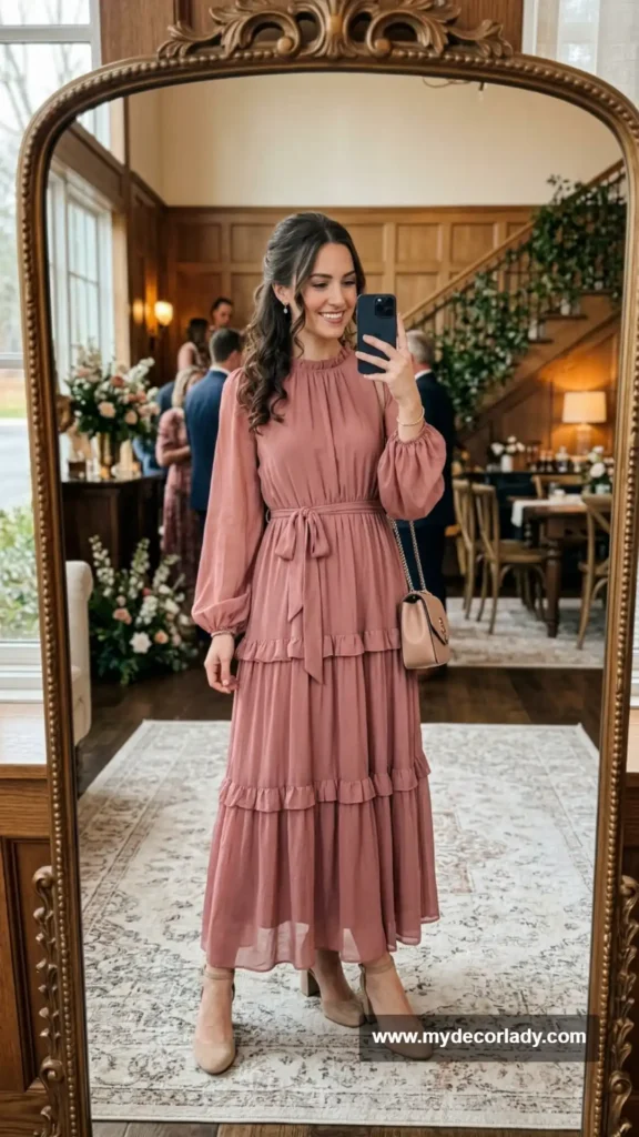 12. Tiered Maxi Dress With Full Sleeves