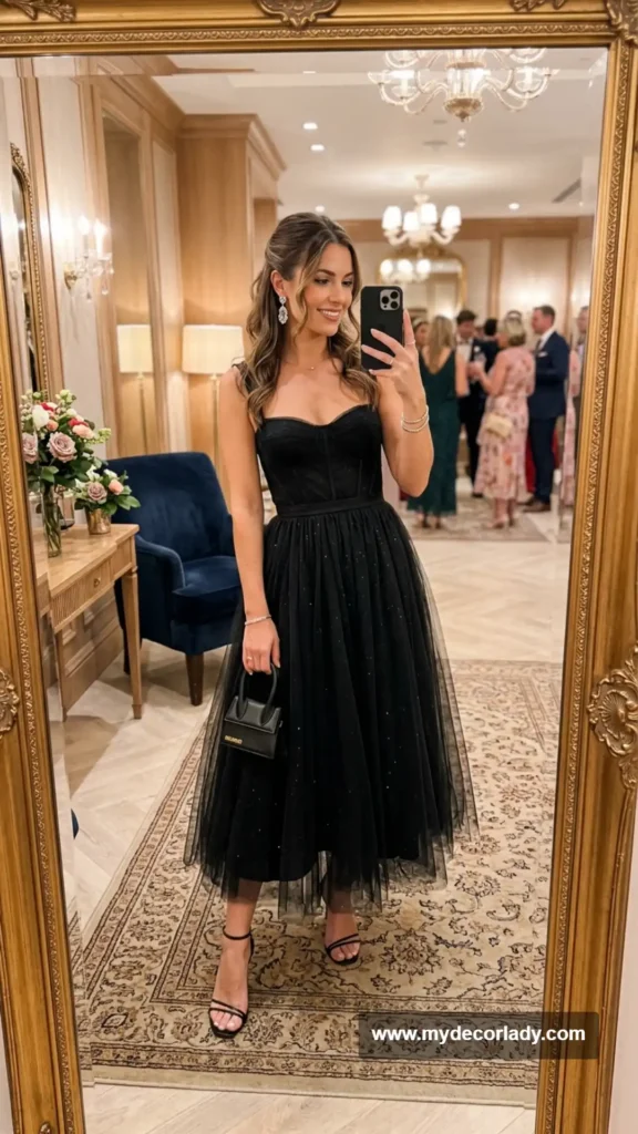 13. Black Tulle Midi Dress