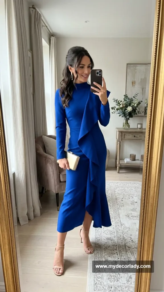 14. Asymmetric Ruffle Midi Dress