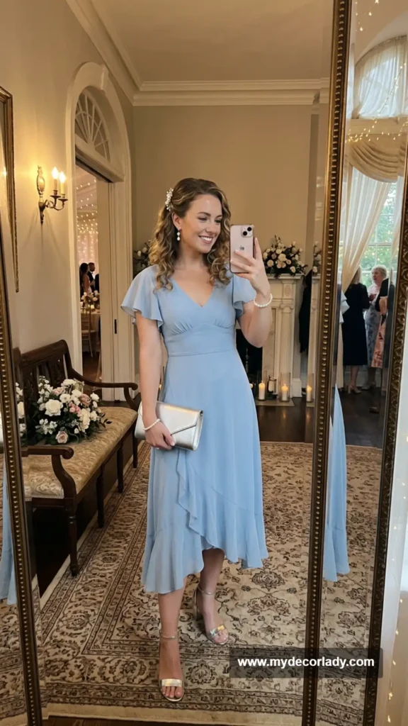 14. Powder Blue Ruffled Midi Dress