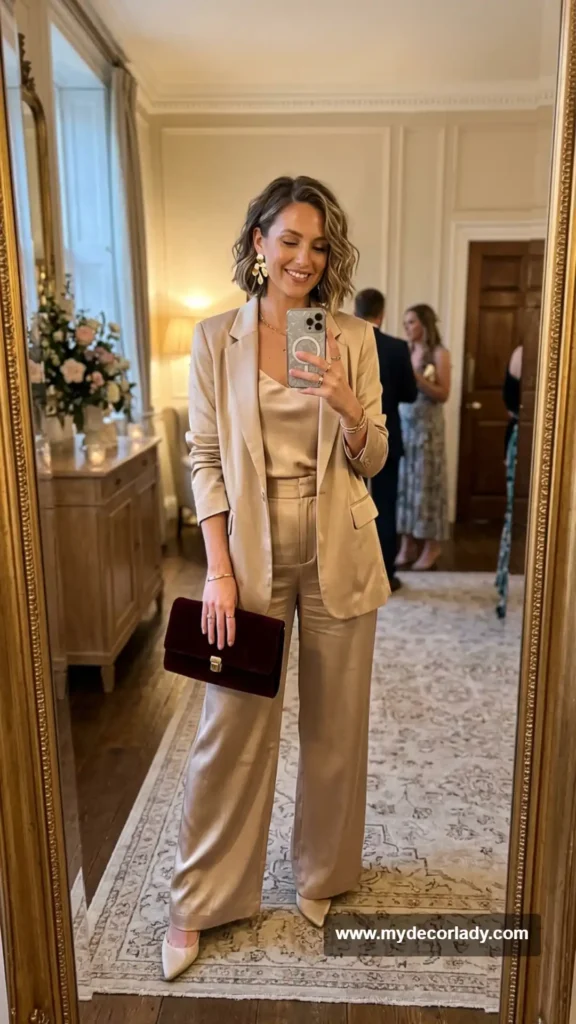15. Champagne Wide-Leg Trouser Suit