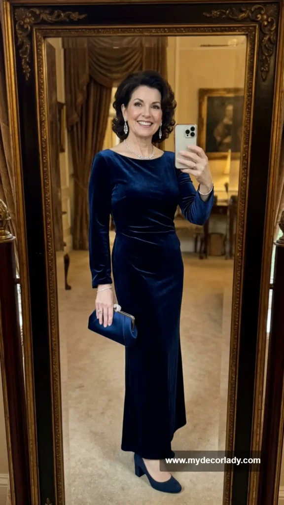 15. Midnight Blue Velvet Gown