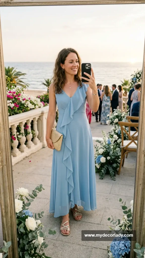 15. Ruffled Maxi Dress for a Romantic Seaside Wedding