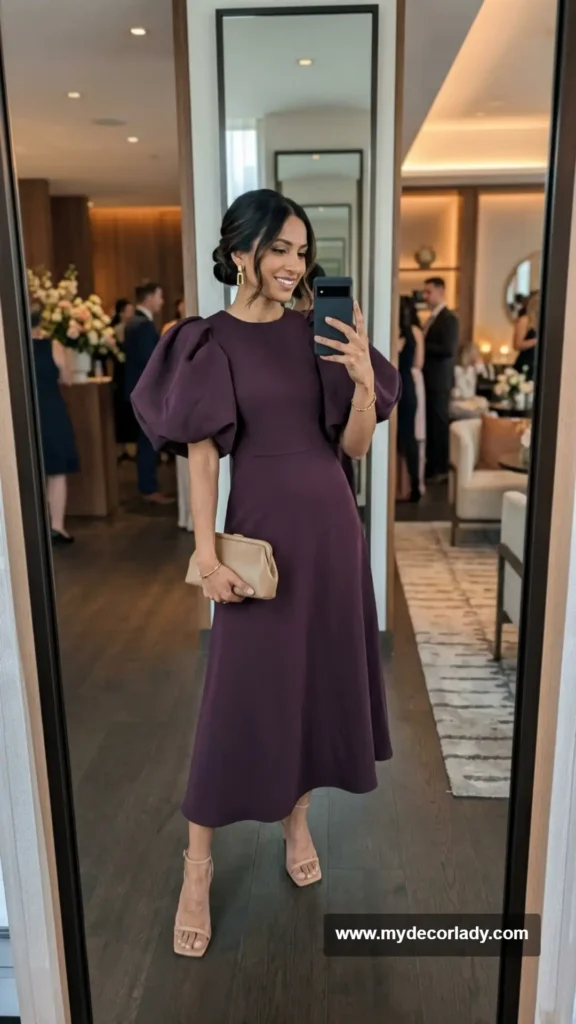 16. Statement-Sleeve Dress for a Fashion-Forward Wedding