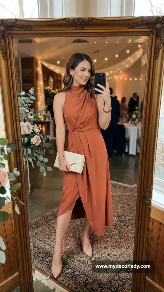 16. Terracotta Asymmetric Dress