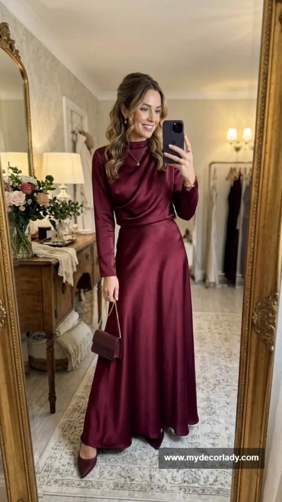 16. Two-Piece Satin Skirt and Draped Top