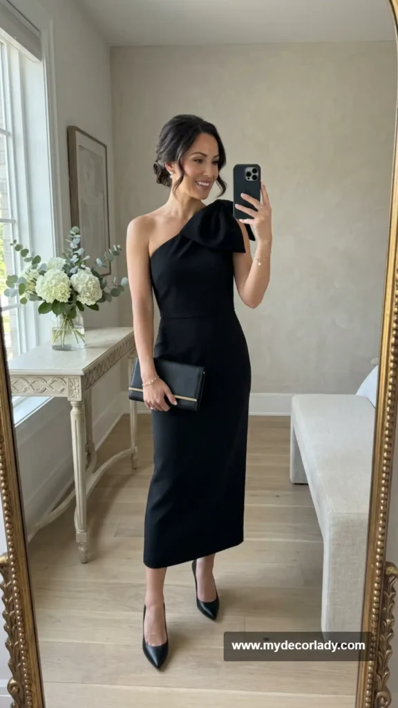 17. Black Bow-Detail Midi Dress