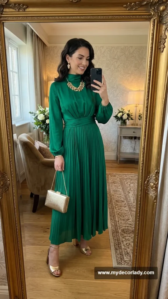 17. Emerald Green High-Neck Maxi Dress