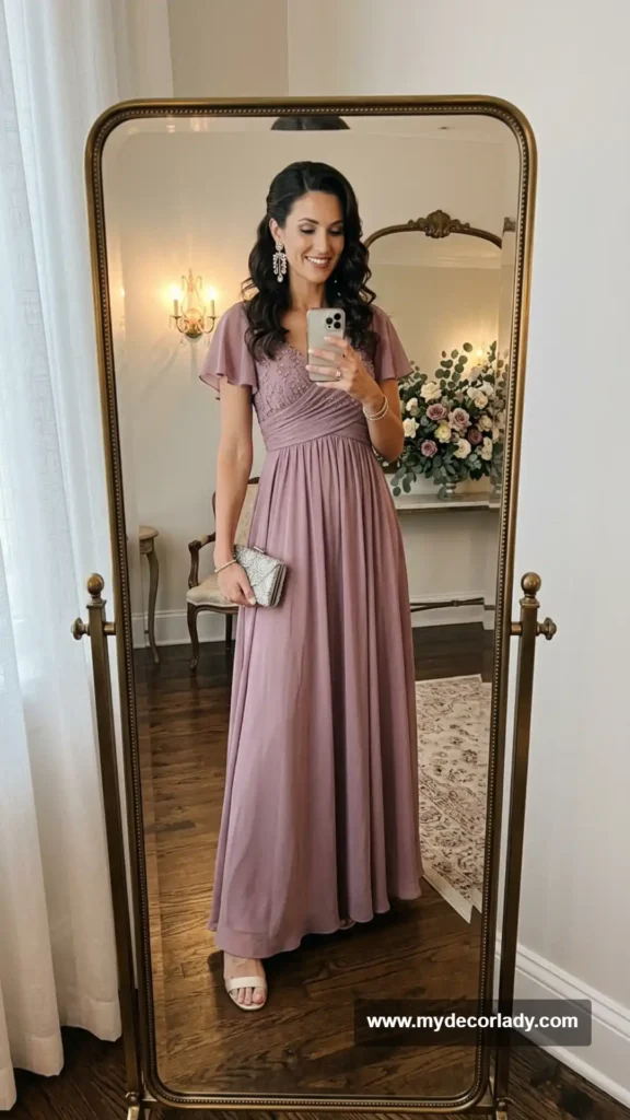 17. Empire-Waist Gown With Flowing Skirt