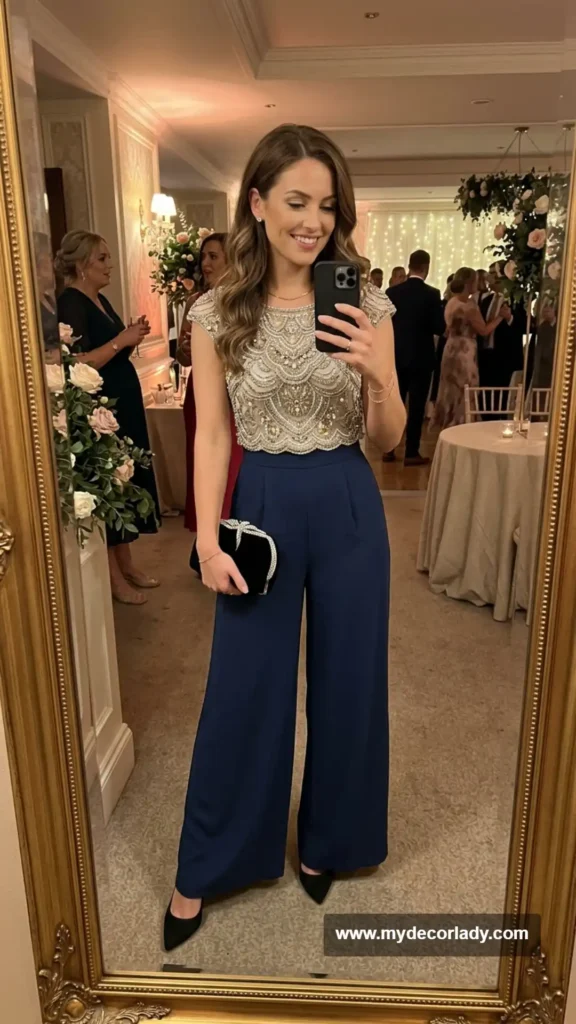 17. Palazzo Pants With an Embellished Top