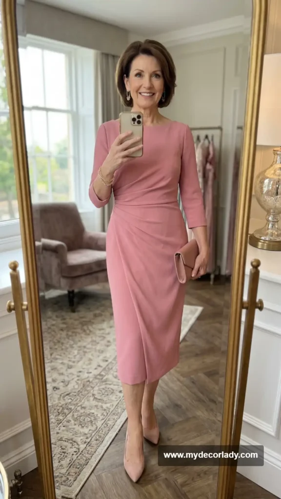 17. Rose Pink Draped Crepe Dress