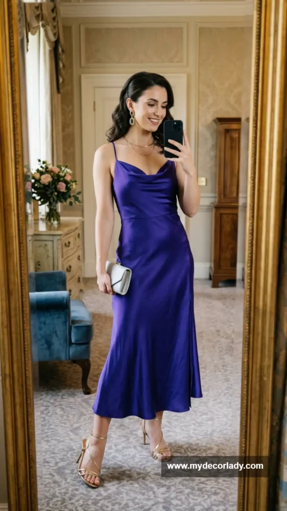 17. Royal Purple Satin Dress