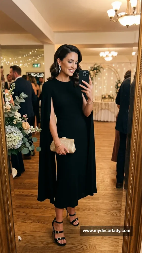 18. Black Cape-Sleeve Dress