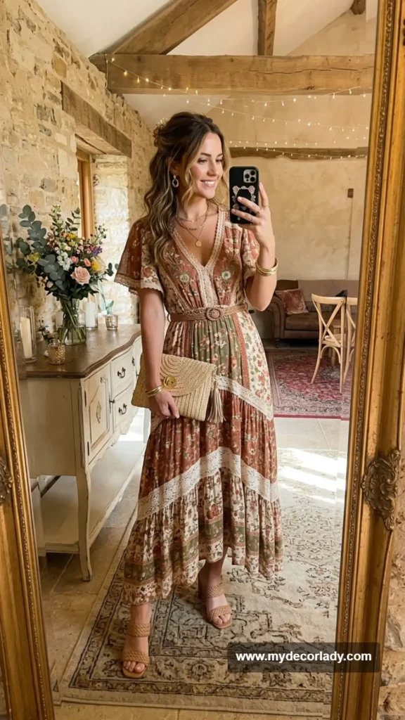 18. Bohemian Maxi Dress for a Rustic Wedding