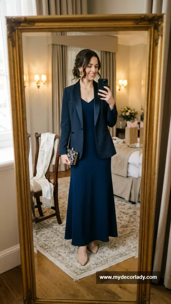 18. Long Dress With an Elegant Blazer