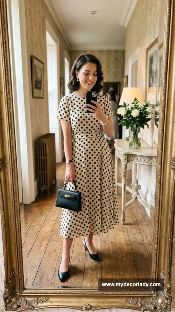 18. Polka-Dot Tea Dress With Vintage Accessories