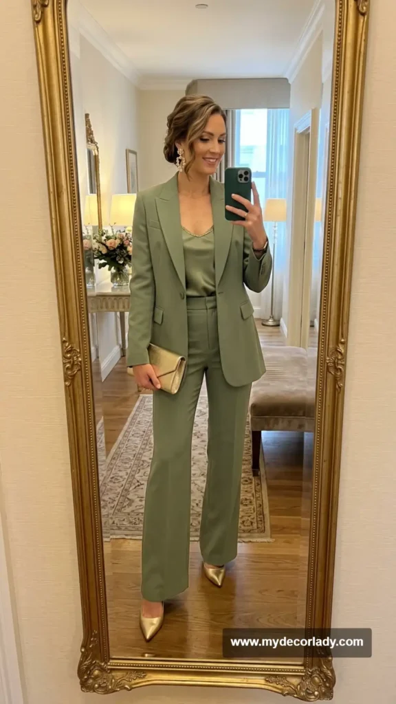 18. Tailored Wedding Guest Suit With a Silk Camisole