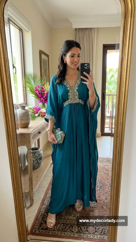 19. Embellished Kaftan-Inspired Dress for a Resort Celebration