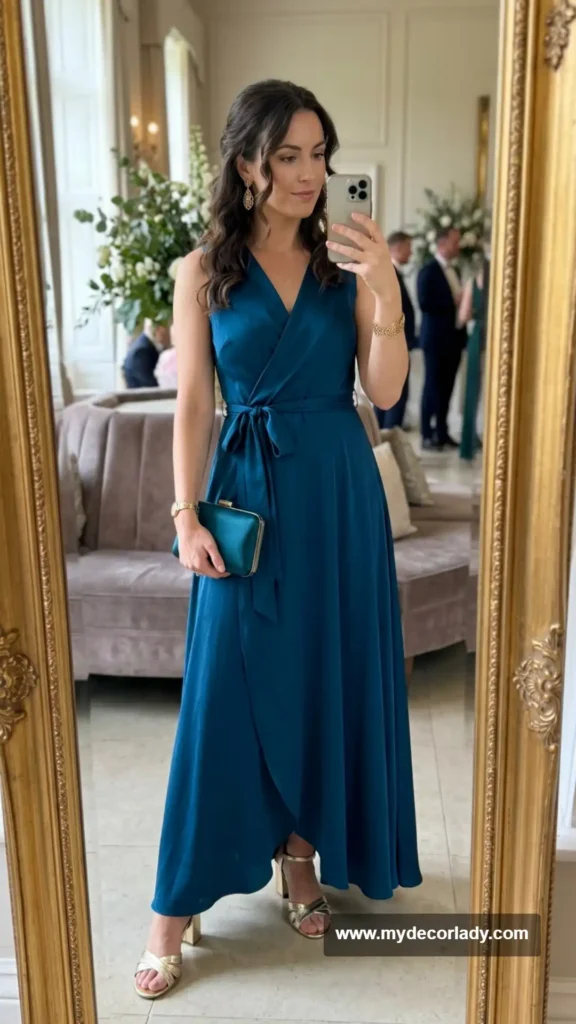 19. Peacock Blue Wrap Maxi Dress
