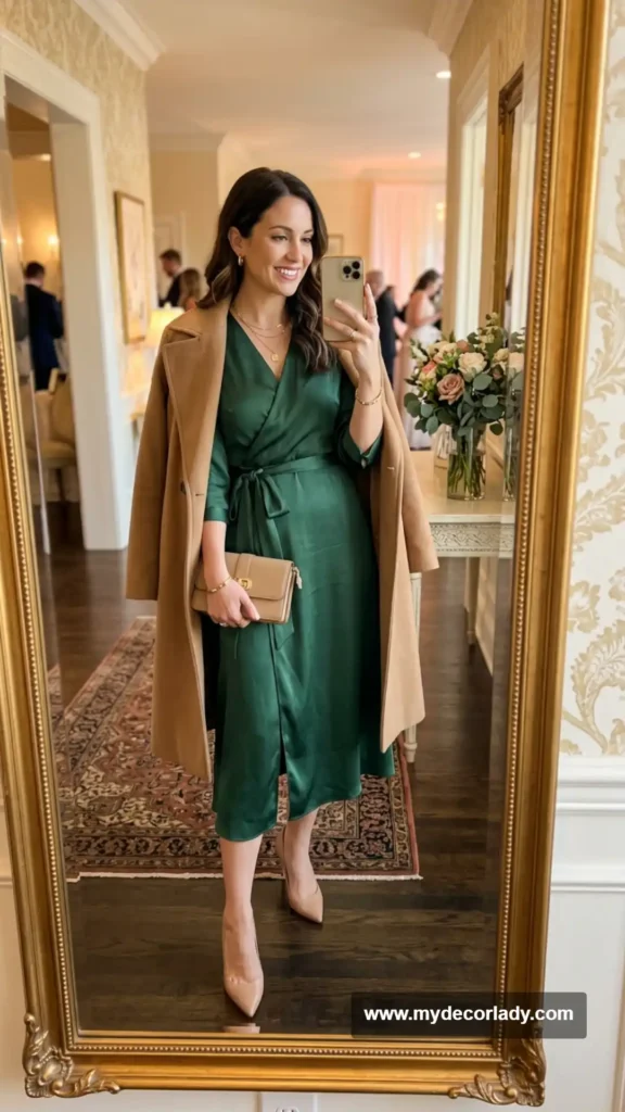 2. Forest Green Wrap Dress
