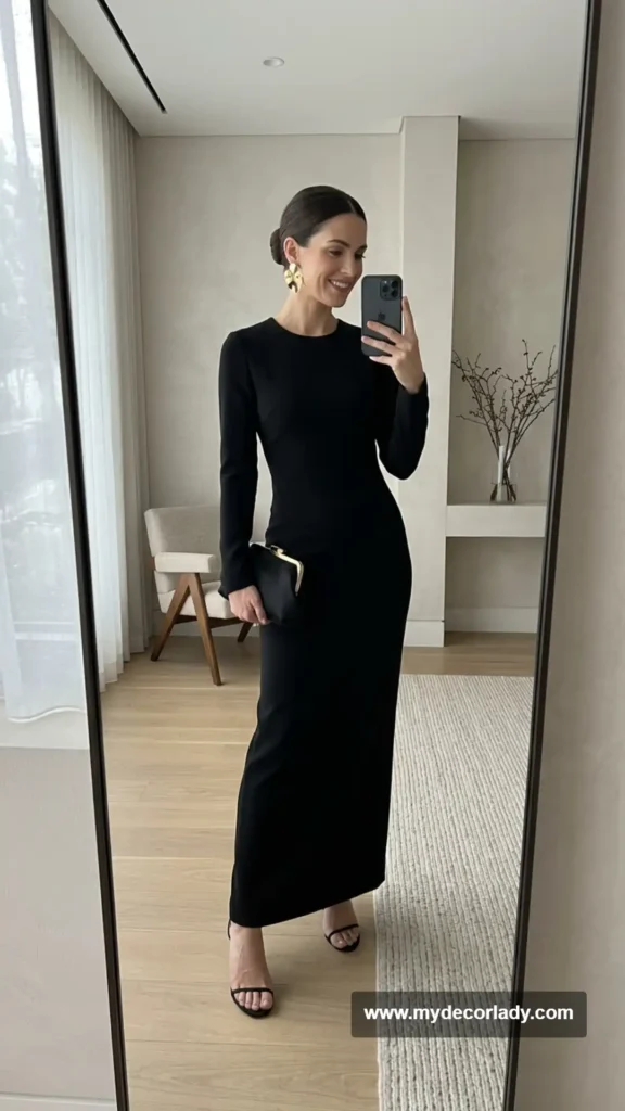 20. Minimalist Black Floor-Length Gown